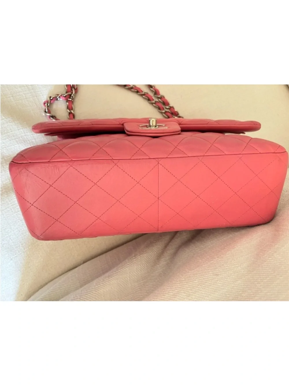 CHANEL Jumbo Pink Quilted Lambskin Shoulder Flap Bag with Silver Hardware - Picture 15 of 15